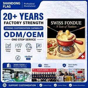 Drapeau promotionnel personnalisé en polyester non tissé pour fondue au fromage <span class=keywords><strong>suisse</strong></span>, résistant aux UV, imprimé numériquement pour l'extérieur - Product Image 1