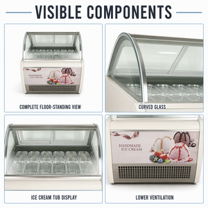 Congelador Comercial para Exhibición de Helados, de -16 a -22 °C, R404A, 220V, Vitrina para Gelato, para Tiendas de Postres, Cafeterías y Restaurantes - Product Image 4