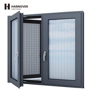 Fenêtre à battant commerciale en alliage <span class=keywords><strong>d</strong></span>'aluminium haute performance, résistante aux ouragans et à haute isolation thermique, personnalisée - Product Image 1