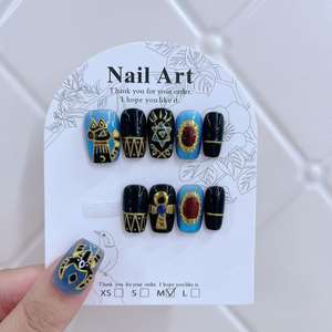 Venta al por mayor <span class=keywords><strong>de</strong></span> uñas postizas <span class=keywords><strong>de</strong></span> gel suave, largas, cuadradas, con punta francesa, <span class=keywords><strong>de</strong></span> cobertura completa, con pegamento, diseño predefinido para uso en el hogar o salón <span class=keywords><strong>de</strong></span> belleza. - Product Image 3