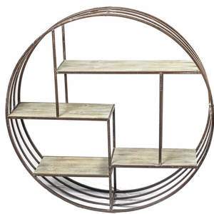 Tavolo da disegno a casa decorazione della parete della stanza di legno rotondo e da parete in metallo montato mensola di immagazzinaggio - Product Image 5