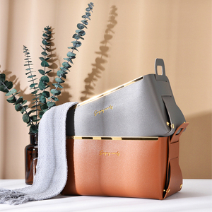 Cestino di immagazzinaggio Pieghevole In Oro di Lusso Giocattolo Nordic Scrivania Pieghevole DELL'UNITÀ di elaborazione del Regalo di Picnic Casa Organizer In Pelle di Stoccaggio Cesti di Stoccaggio Con Maniglia - Product Image 5