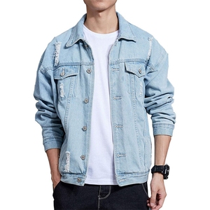 Giacca da uomo in Denim lavato <span class=keywords><strong>a</strong></span> molla blu tinta unita moda OEM personalizzata - Product Image 4