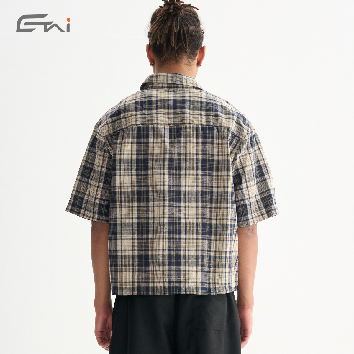 【HI FI FNK】Jian Cropped Checked Shirt HI FI FNK】Jian Cropped Checked Shirt