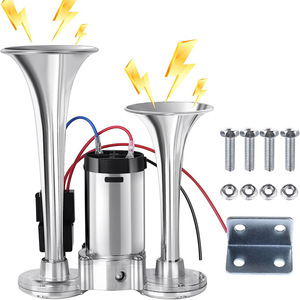 Klaxon à air double tube 600DB 12V avec compresseur en aluminium pour voiture, klaxon à tonalité haute pour mise à niveau et rénovation - Product Image 2