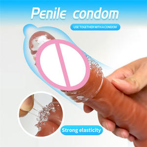 Wieder verwendbare weiche 2 PCS Männer Cock Sleeve Extender Vergrößerung abdeckung Verzögerung Ejakulation Langlebiger, dehnbarer, realistischer Penis ring - Product Image 2