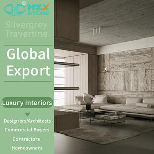 HZX Auténtico Italiano Silvergrey Travertino Azulejos Losas Moderno Premium <span class=keywords><strong>Piedra</strong></span> Natural Pisos Fachadas Impermeable Pulido Villas - Product Image 6
