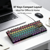 Clavier de jeu mécanique avec 87 touches, connexion USB de type A filaire, rétroéclairage RVB, design à profil bas, commutateurs à montage à chaud, plug-and-play