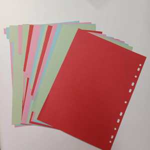A4 Vente en gros Onze trous Diverses couleurs Alphabet Papier Index Page Set Board Diviseurs 16 Onglets vierges - Product Image 6