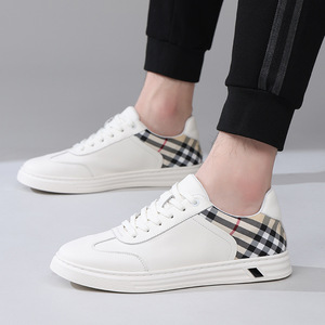 Chaussures de créateur de luxe pour hommes, en cuir véritable, tendance, color block, à lacets, baskets polyvalentes, chaussures de sport décontractées pour hommes - Product Image 3