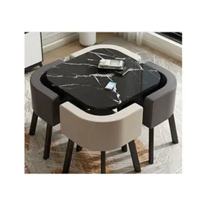 Customized Traditional Pu Leather Durable Dining Table And Chair Set For Dining Room Furniture
