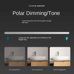 Espejo de baño inteligente <span class=keywords><strong>LED</strong></span> redondo moderno, espejo de pantalla táctil luminoso antivaho montado en la pared con lámpara integrada - Product Image 3
