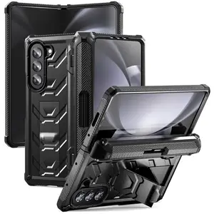 Capa de suporte para celular Samsung Galaxy Z Fold5 5G Série Rugged TPU PC híbrido capa com suporte para caneta dobradiça