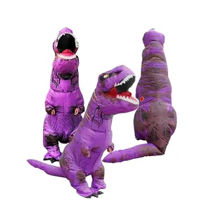 Disfraz de dinosaurio inflable gigante para niños y adultos, regalo para fiesta, color único púrpura
