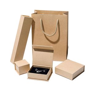 Caja de Regalo Personalizada con Tapa Abatible para Joyería, Anillos, Collares y Pulseras, Bolsa y Caja de Embalaje de Papel Kraft para Joyería - Product Image 1