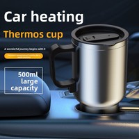 Tasse chauffante et isotherme en acier inoxydable 12V pour voiture, grande capacité 500ml, anti-fuite, ébullition rapide, modèle portable 685