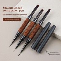 Juego de 3 pinceles de doble punta para decoración de uñas, mango de madera de sándalo, herramienta para pintar con gel UV, dibujo degradado