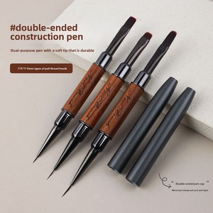ชุดแปรงเพ้นท์เล็บ 3 ชิ้น ปลายสองด้าน ด้ามไม้จันทน์ สำหรับเพ้นท์เจล UV วาดลายไล่สี - Product Image 3