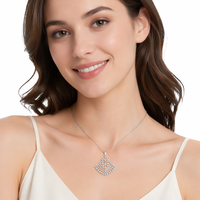 Collier pendentif en argent sterling 925 de luxe incrusté de zircon, en forme d'éventail de paon ajouré, pour femme