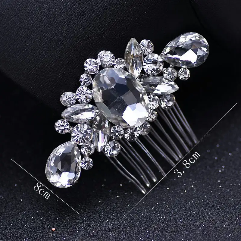 Mix fashion wedding jewelry pearl crystal princess headpiece silver metal flower hair comb bride