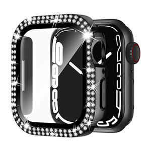 Boîtier Bling pour <span class=keywords><strong>Apple</strong></span> <span class=keywords><strong>Watch</strong></span> série 45mm 8/7 avec protecteur d'écran PC dur antichoc cristal diamant strass pare-chocs complet - Product Image 4