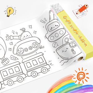 HARDWORK Jouets de dessin à fixer au mur pour enfants, bébés et maternelles, rouleau de <span class=keywords><strong>peinture</strong></span> et de coloriage de 3m de long - Product Image 3