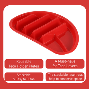 Platos para Servir Tacos Libres de BPA, con Compartimentos, Aptos para Microondas y Lavavajillas, Platos de Plástico para Comida Mexicana, Paquete de 6 - Product Image 2
