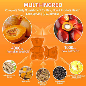 OEM Pompoenzaadolie Gummies met Saw Palmetto voor haargroei, prostaat- en huidgezondheid. Pompoenzaadolie supplement voor mannen & vrouwen. - Product Image 4