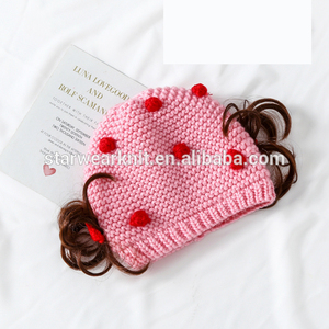 Productos <span class=keywords><strong>de</strong></span> punto dulce y encantadora chica sombrero bebé sombrero con peluca - Product Image 2