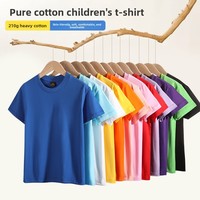 210g Zwaar Katoenen Kinder T-shirt Korte Mouwen Effen Blank Unisex Peuter Tee 12 Kleuren Aangepast Logo Zomer Babykleding Groothandel