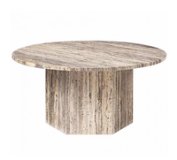 Ensemble de table basse en travertin rouge de style moderne avec cadre en acier inoxydable, facile à nettoyer, pour salon, école, hôtel