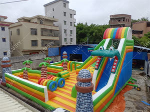 Grand toboggan <span class=keywords><strong>trampoline</strong></span> gonflable commercial en PVC Château gonflable toboggan Mur d'escalade Parc de jeux gonflable pour location - Product Image 2