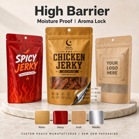 Sachet Doypack Personnalisé Imprimé Haute Barrière pour Viande Séchée de Poulet, Anti-Humidité et Refermable, pour Marques de Snacks Halal