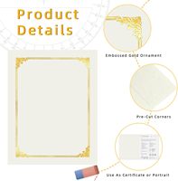 S&L Paquete de 50 Porta Diplomas de Papel Color Crema con Borde Dorado, Diseño Clásico Rectangular, para Certificados de Graduación