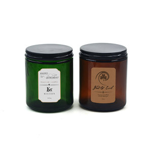 retro apothecary glass candle 'vessle empty luxury 4oz mason brown amber glass candle jars labels with lids