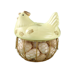 Ceramic <b>Egg</b> <b>Storage</b> Basket With Lid Freshness Preservation Kitchen <b>Storage</b> Basket For <b>Eggs</b> And Fruits Household Use - Product Image 5