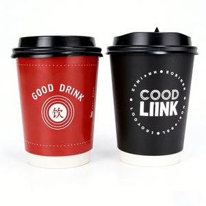 Tasses à café en papier de <span class=keywords><strong>carton</strong></span> à impression personnalisée gobelet en papier à café jetable double paroi tasse à café thé boisson chaude avec couvercle - Product Image 5