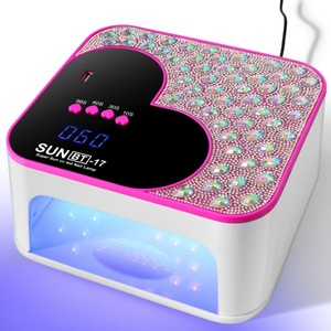 Lampe UV LED professionnelle pour ongles, design en forme de cœur avec diamants carrés, 45 perles, haute puissance, séchage rapide, métal, pour usage domestique - Product Image 5