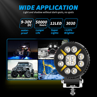 Lumière de travail LED ronde DXZ 12/24V 36W, blanc 6500k, faisceau spot/diffuseur pour véhicule tout-terrain, camion, tracteur, lumière auxiliaire de 4 pouces