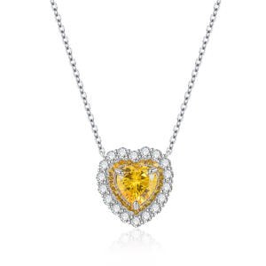 Su Geçirmez Kadın 925 Ayar Gümüş Kalp Kesim Pembe 5A Zirkon Kolye Nişan Düğün Söz Kolyesi Takı Toptan - Product Image 5