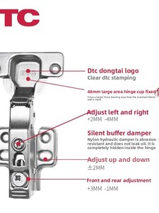 DTC Dongtai 304 Stainless Steel S96 1.2mm Thick Built-in <strong>Hinge</strong> <strong>Wardrobe</strong> Cabinet <strong>Door</strong> Damping Buffer Smooth Hydraulic <strong>Hinge</strong> - Product Image 2
