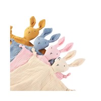 Nouvelle couverture de sécurité en mousseline de coton biologique 100% pour bébé, tête de lapin carrée, serviette de sécurité, utilisation domestique, imprimé animal, anti-bébé