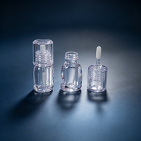 Nuevo Tubo de Brillo Labial PETG Transparente Corto y Grueso, Envase Cuadrado Redondeado para Aceite Labial, Aplicador Grande, Logotipo Personalizado, Marca Privada, OEM