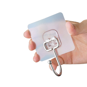 Ganchos de tablero de plástico transparente de alta resistencia elegantes, doble autoadhesivo para oficina, fácil instalación en la pared, acero inoxidable - Product Image 1