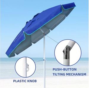 Sombrilla de Playa Azul Sólido con Logotipo Personalizado, Protección UV, Impermeable, con Bolsa de Transporte a Juego, Sombra Portátil para Exteriores - Product Image 1