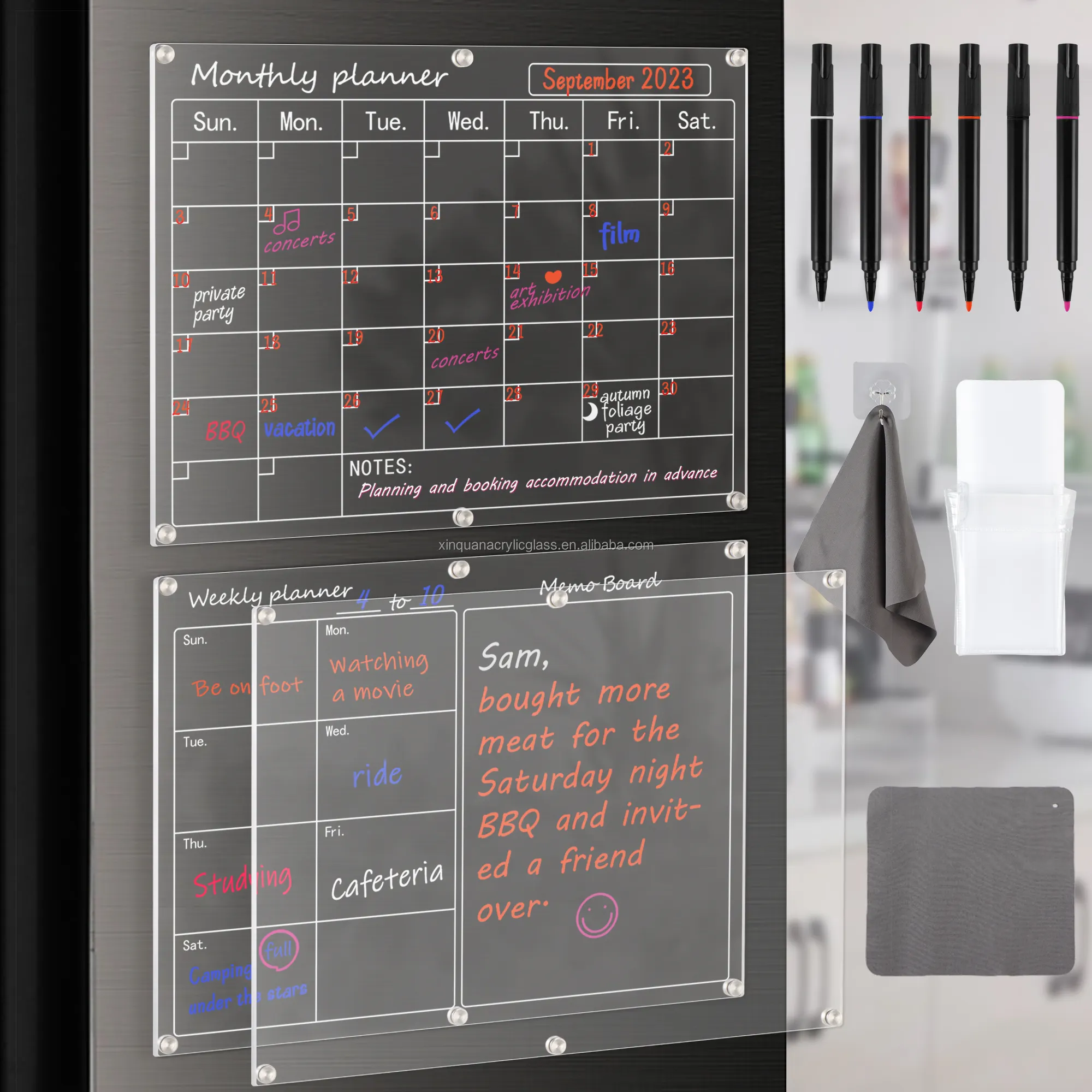 Groothandel Heldere Acryl Muur Kalender-Wekelijks Gepland Whiteboard Droog Wissen Voor Muur Eeuwigdurende Acryl Kalender