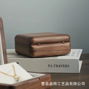 Wooden Jewelry Storage <b>Box</b> Rectangle Solid Color Portable Ring Necklace <b>Earring</b> Display <b>Gift</b> <b>Box</b> - Product Image 1