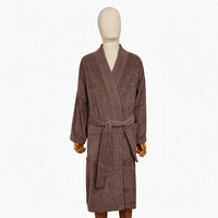 Peignoir en coton éponge à col kimono marron épais et durable pour la plage et la vestiaire, avec ceinture, sur mesure pour femme
