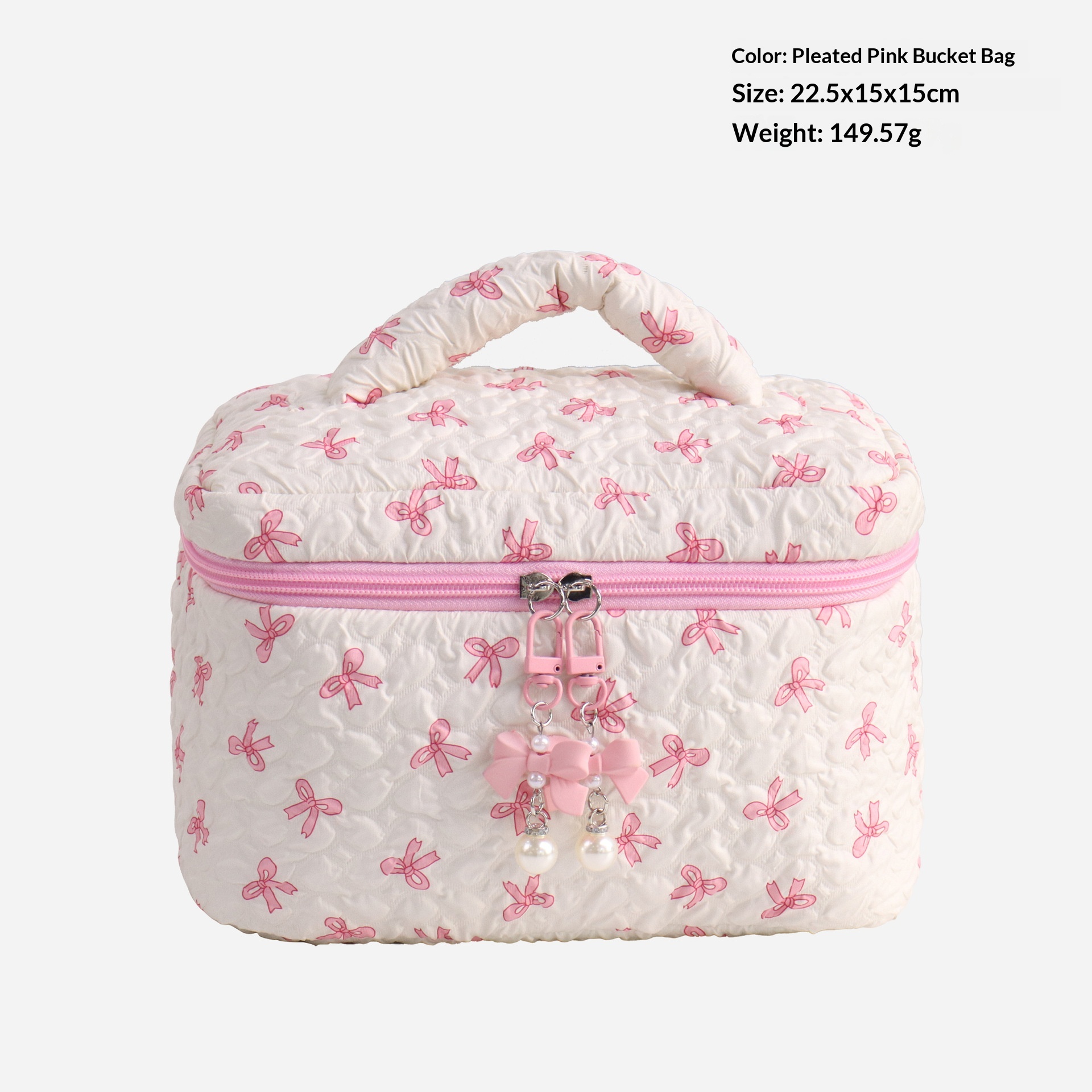 Sac seau à nœud rose et blanc