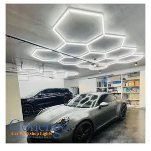 Workshop Garage Shop Honeycomb Ceiling Light Suspend Hexagon Led Panel Modern Hanging Light